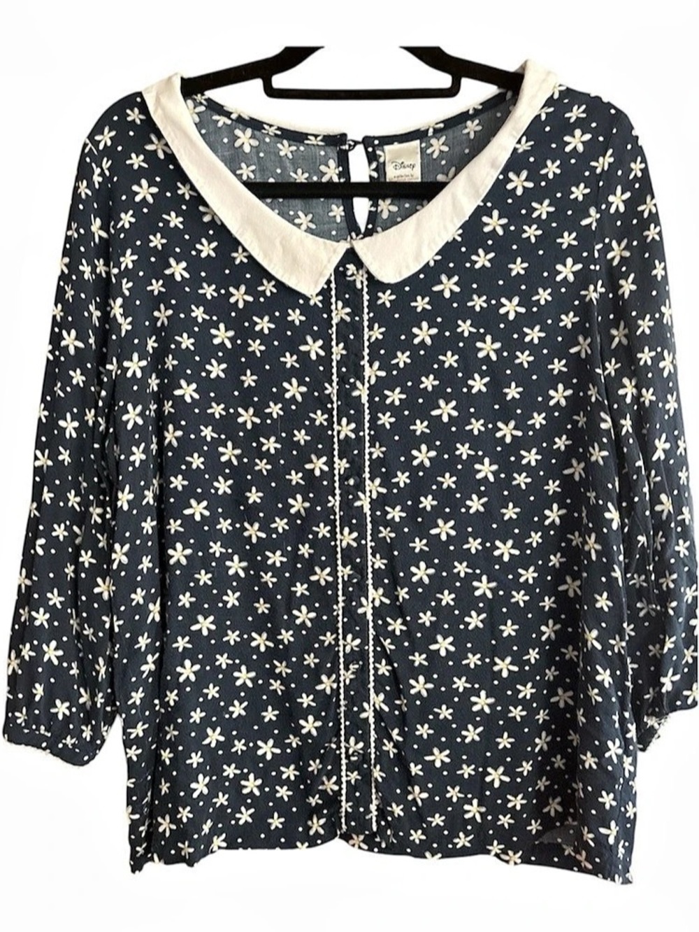 Disney Floral Blouse in Blue & White Size XL